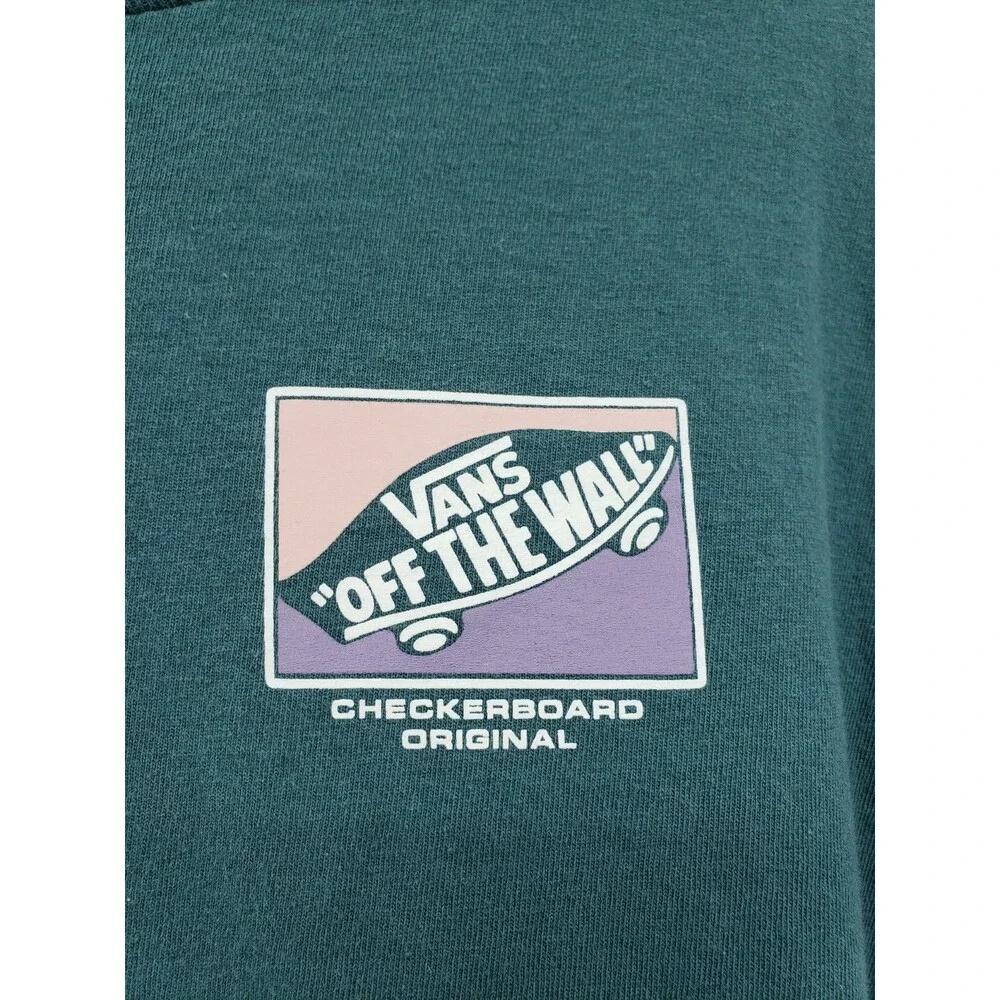 Vans Kids T-Shirt XL Sea Gray Blue Off The Wall Skateboard Double Sided Graphic